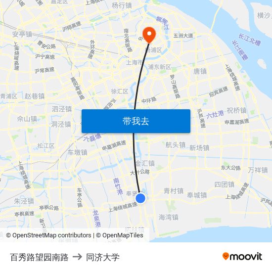 百秀路望园南路 to 同济大学 map