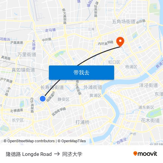 隆德路 Longde Road to 同济大学 map