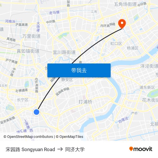 宋园路 Songyuan Road to 同济大学 map