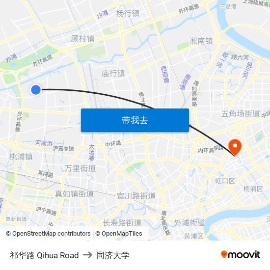 祁华路 Qihua Road to 同济大学 map