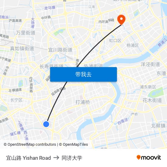 宜山路 Yishan Road to 同济大学 map