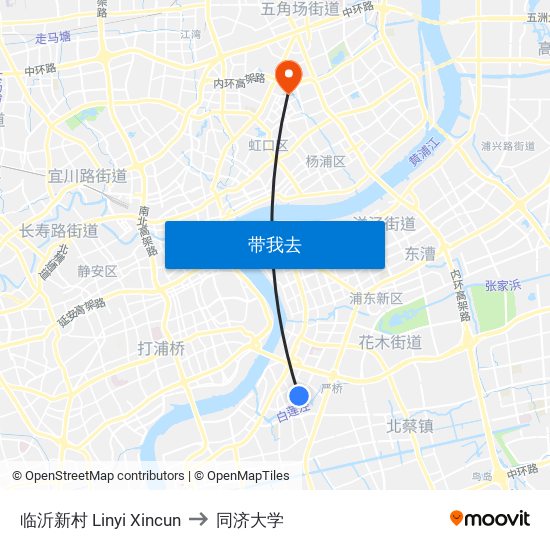 临沂新村 Linyi Xincun to 同济大学 map