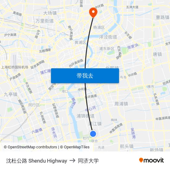 沈杜公路 Shendu Highway to 同济大学 map