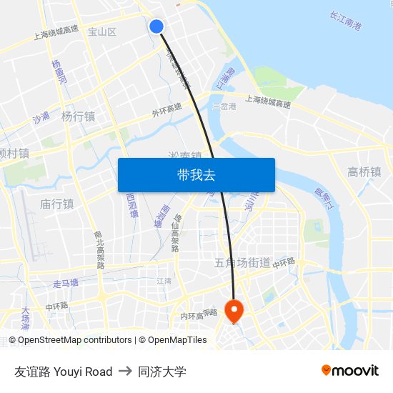 友谊路 Youyi Road to 同济大学 map