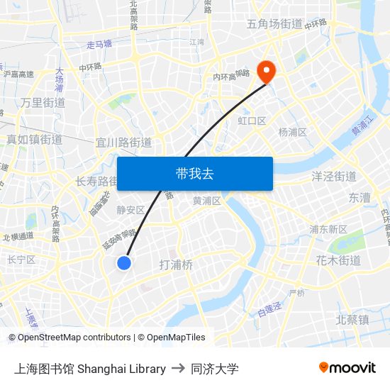 上海图书馆 Shanghai Library to 同济大学 map