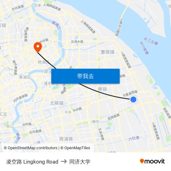 凌空路 Lingkong Road to 同济大学 map