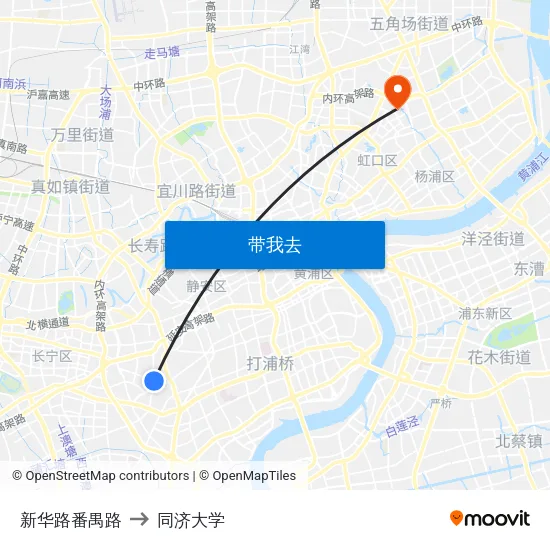 新华路番禺路 to 同济大学 map