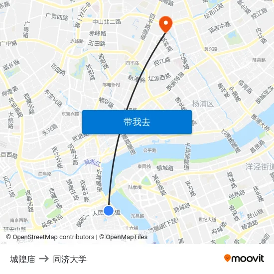 城隍庙 to 同济大学 map
