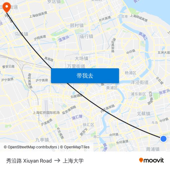 秀沿路 Xiuyan Road to 上海大学 map