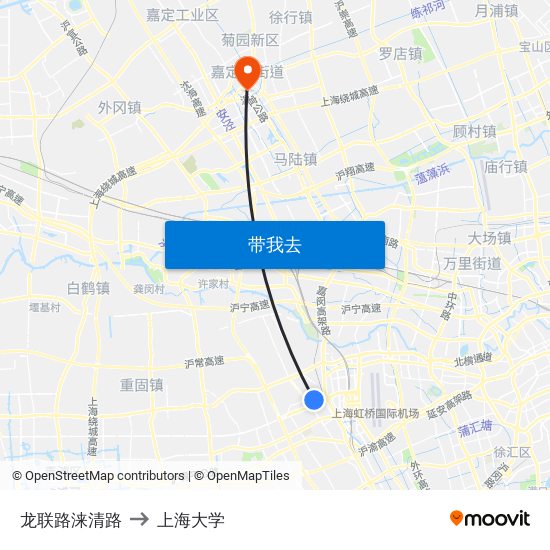 龙联路涞清路 to 上海大学 map