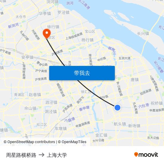 周星路横桥路 to 上海大学 map