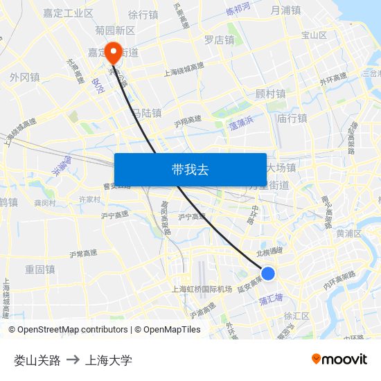 娄山关路 to 上海大学 map