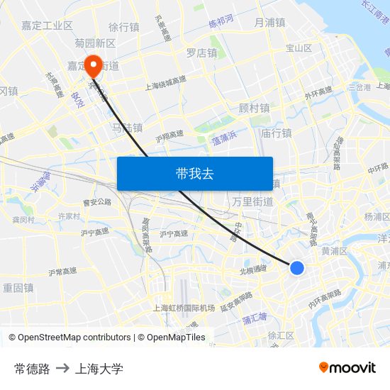 常德路 to 上海大学 map