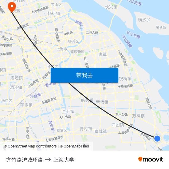 方竹路沪城环路 to 上海大学 map