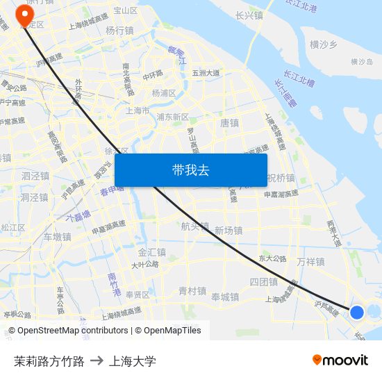 茉莉路方竹路 to 上海大学 map