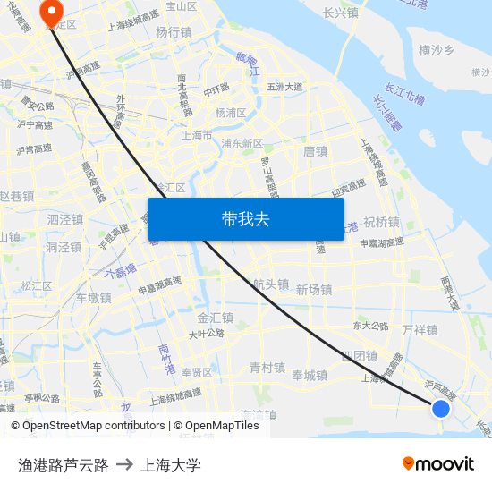 渔港路芦云路 to 上海大学 map