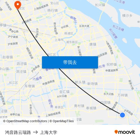 鸿音路云瑞路 to 上海大学 map