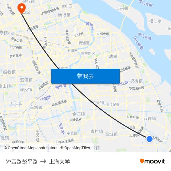 鸿音路彭平路 to 上海大学 map