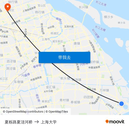 夏栎路夏涟河桥 to 上海大学 map