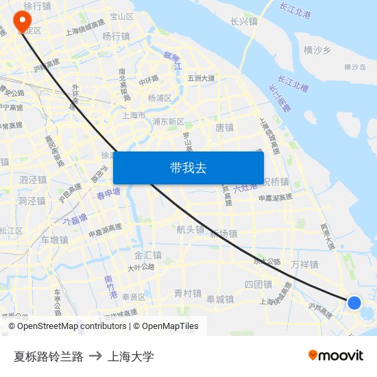 夏栎路铃兰路 to 上海大学 map