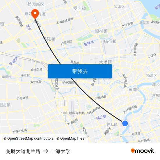 龙腾大道龙兰路 to 上海大学 map