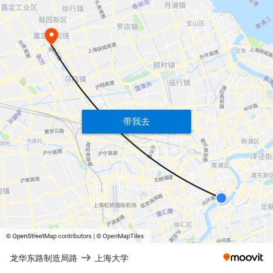 龙华东路制造局路 to 上海大学 map