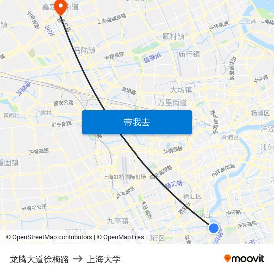 龙腾大道徐梅路 to 上海大学 map