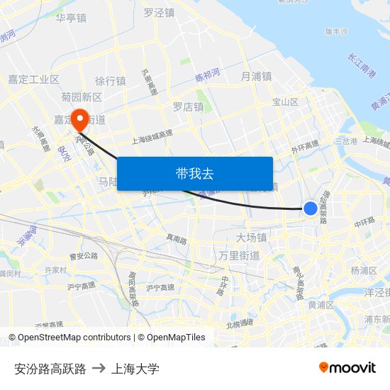 安汾路高跃路 to 上海大学 map