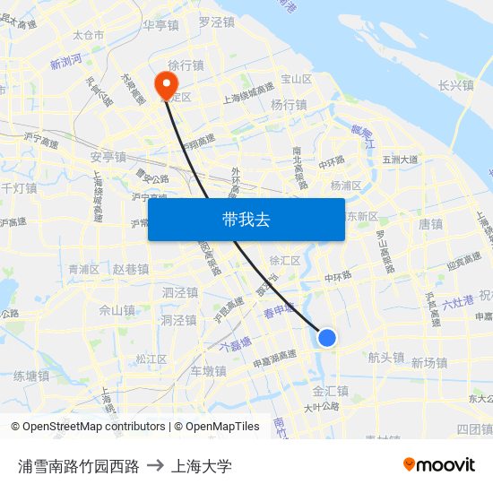 浦雪南路竹园西路 to 上海大学 map