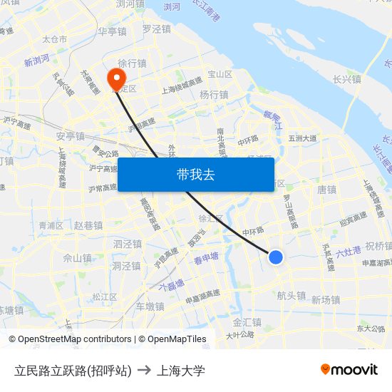 立民路立跃路(招呼站) to 上海大学 map