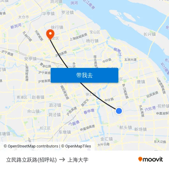 立民路立跃路(招呼站) to 上海大学 map