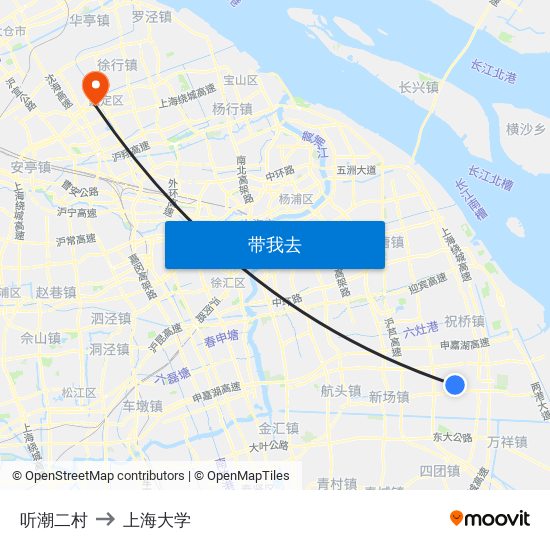 听潮二村 to 上海大学 map