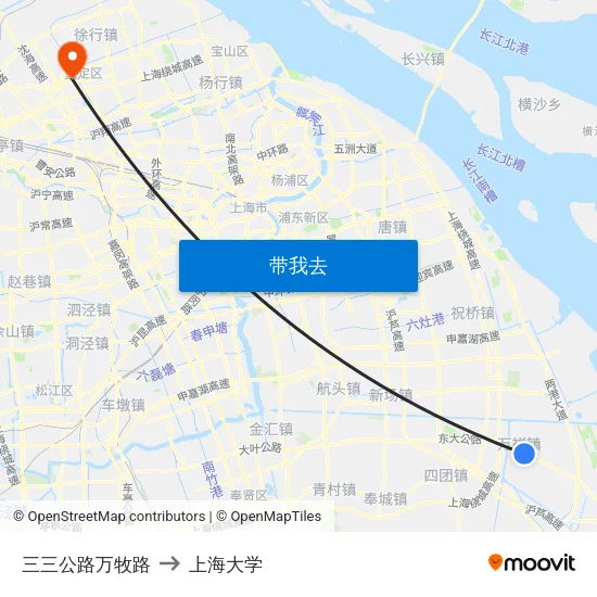 三三公路万牧路 to 上海大学 map
