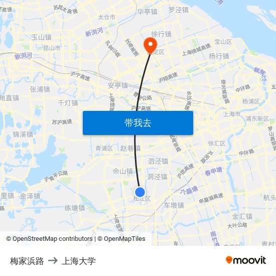 梅家浜路 to 上海大学 map