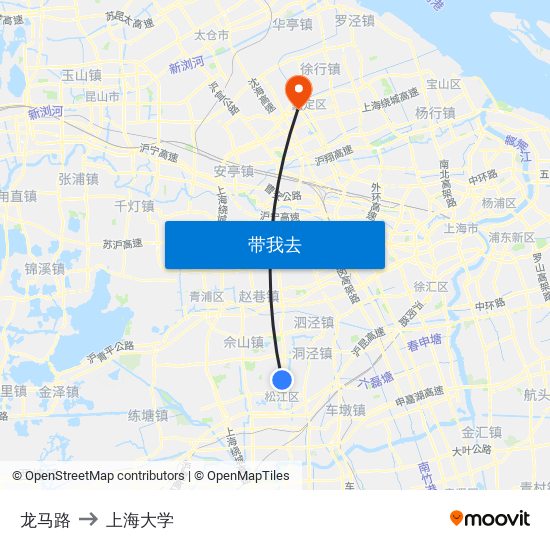 龙马路 to 上海大学 map