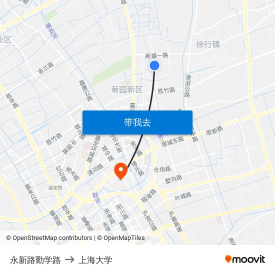 永新路勤学路 to 上海大学 map