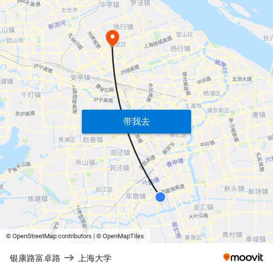 银康路富卓路 to 上海大学 map