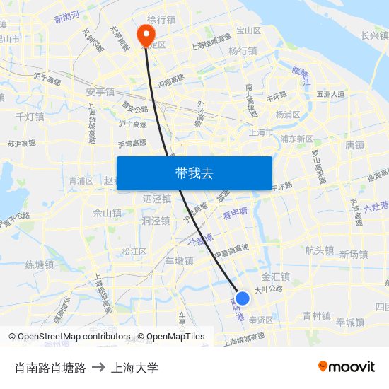 肖南路肖塘路 to 上海大学 map