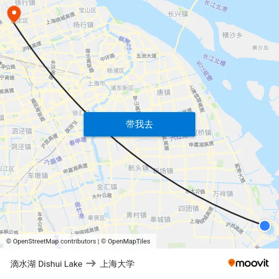 滴水湖 Dishui Lake to 上海大学 map
