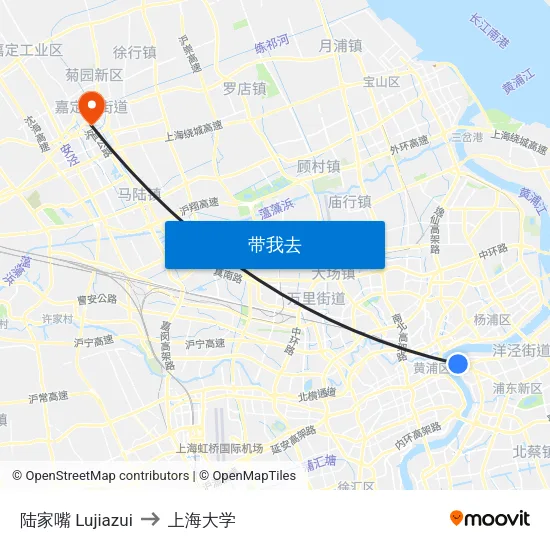 陆家嘴 Lujiazui to 上海大学 map