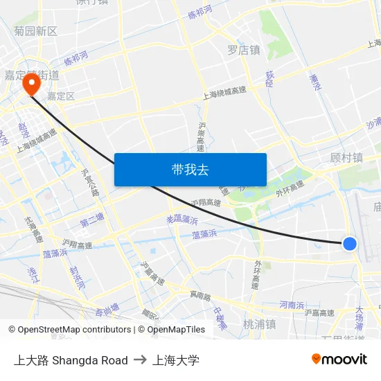 上大路 Shangda Road to 上海大学 map