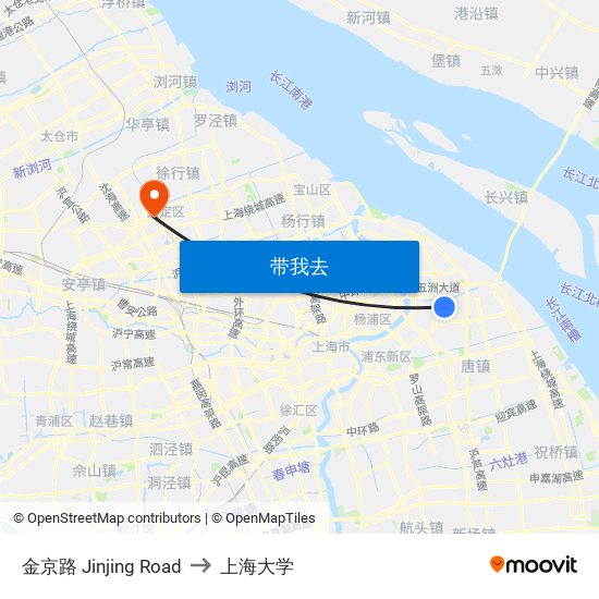金京路 Jinjing Road to 上海大学 map