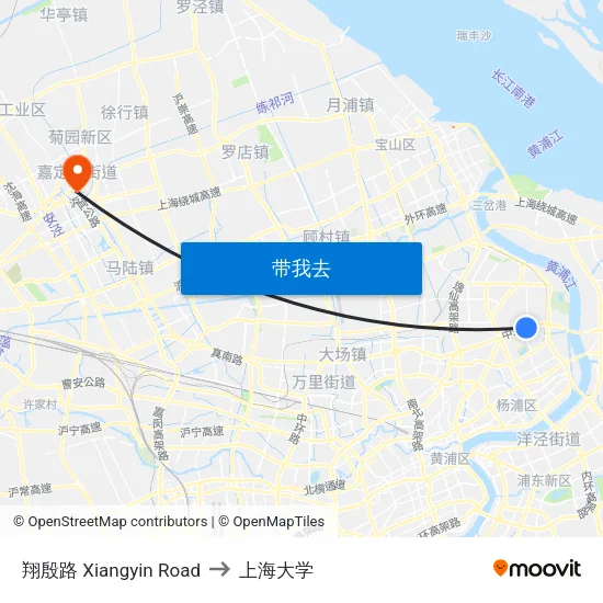 翔殷路 Xiangyin Road to 上海大学 map