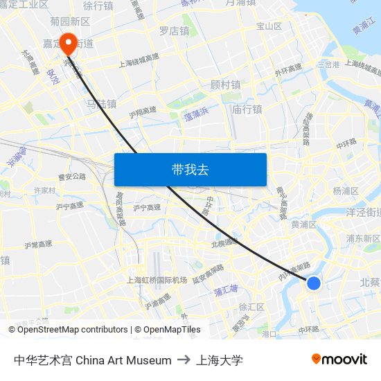 中华艺术宫 China Art Museum to 上海大学 map