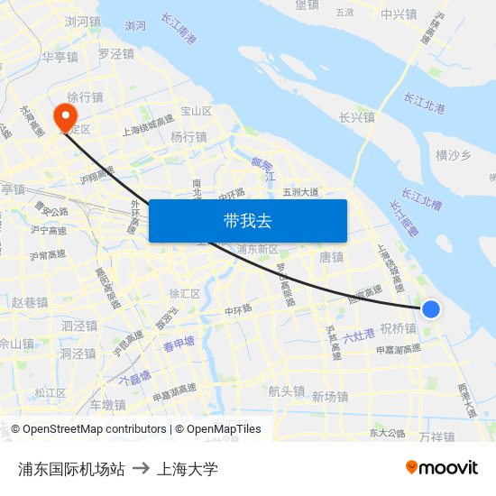 浦东国际机场站 to 上海大学 map