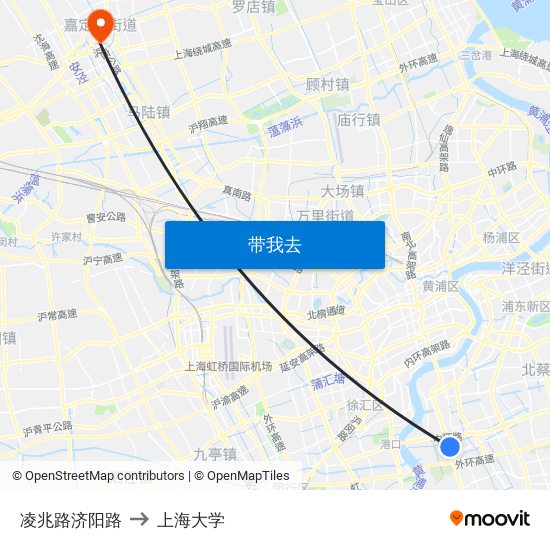 凌兆路济阳路 to 上海大学 map