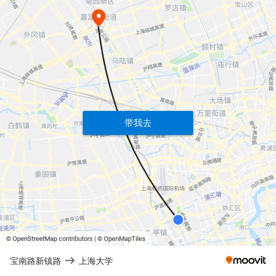 宝南路新镇路 to 上海大学 map