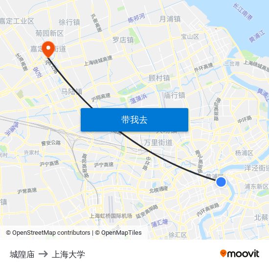 城隍庙 to 上海大学 map