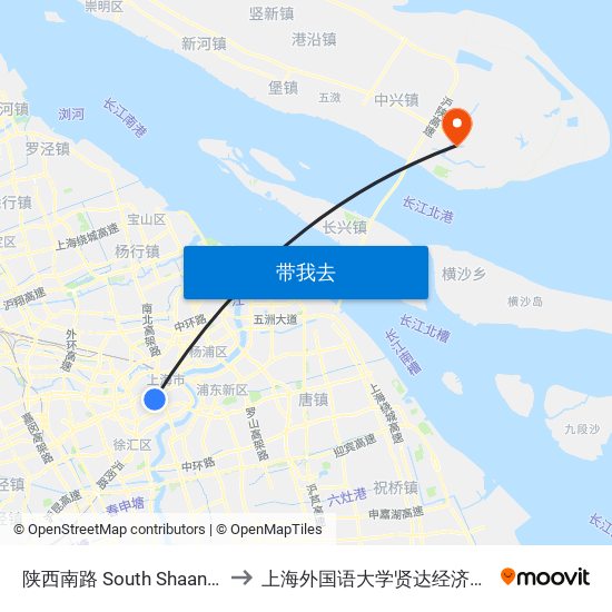 陕西南路 South Shaanxi Road to 上海外国语大学贤达经济人文学院 map