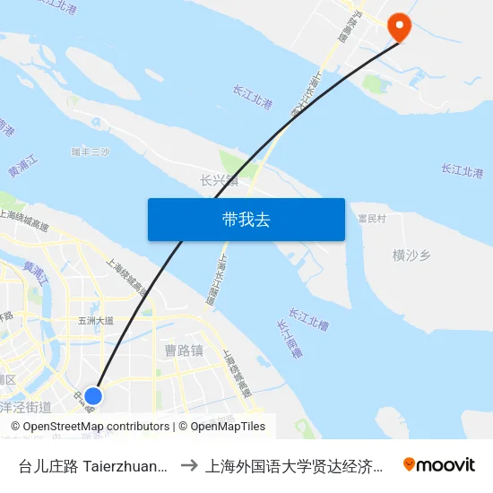 台儿庄路 Taierzhuang Road to 上海外国语大学贤达经济人文学院 map